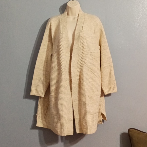 Terra & sky women's 2X 20w-22w cardigan sweater oatmeal color with gray blends - Picture 6 of 17